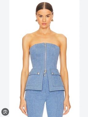 Veronica Beard Strapless Bustier Set in Iceberg Blue